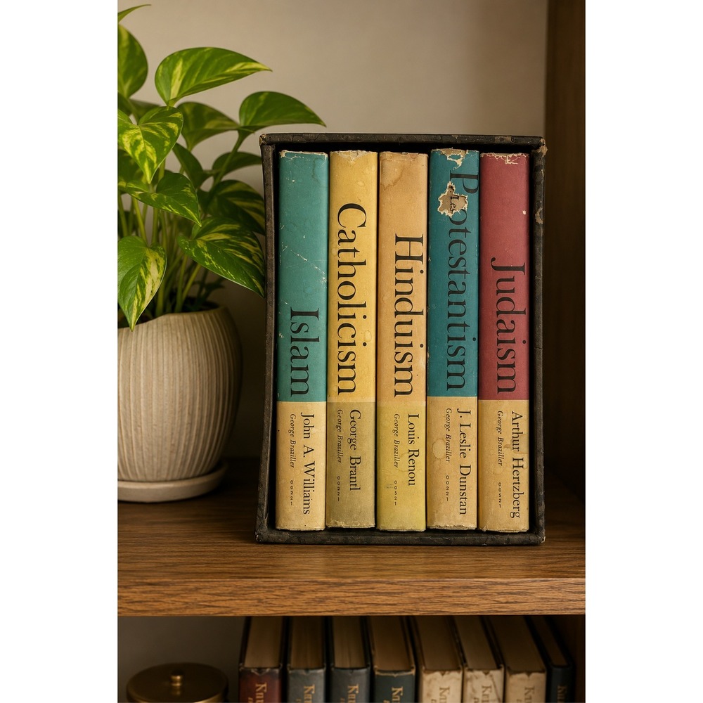 Vtg 1961 Great Religions of Modern Man 4 Book Box Set George Braziller Hardcover